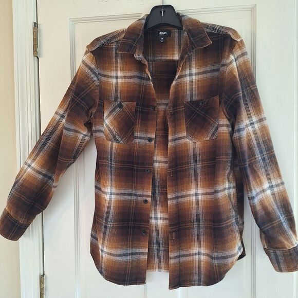 Men's Brushed Flannel Button-Down Shirt Urban Pipeline 100% Cotton Rustic Sz M - Picture 10 of 12